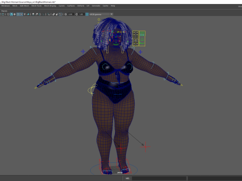 Plus sized Cartoon African Female Low-poly 3D मॉडल