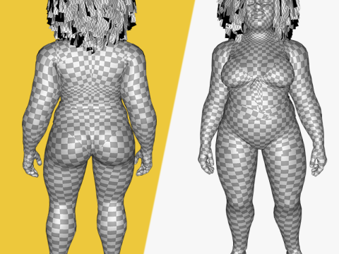 Plus sized Cartoon African Female Low-poly 3D मॉडल