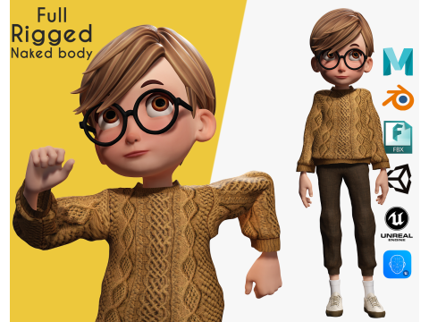 Brother Cartoon man Rigged Real Time male 3D 3D Model