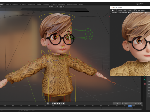 Brother Cartoon man Rigged Real Time male 3D 3D Model