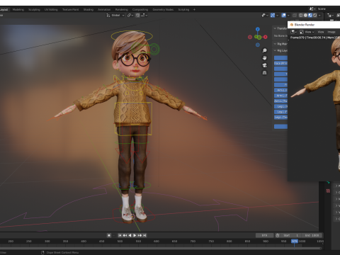 Brother Cartoon man Rigged Real Time male 3D 3D Model