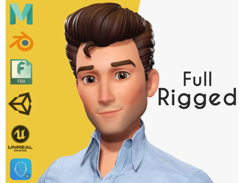 Classic Cartoon Man Rigged model RealTime Male 3D toon 3D Модель
