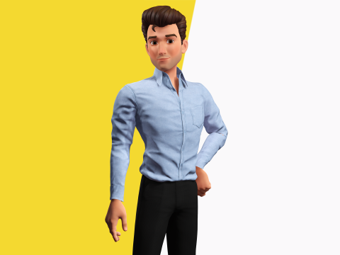 Classic Cartoon Man Rigged model RealTime Male 3D toon 3D Model