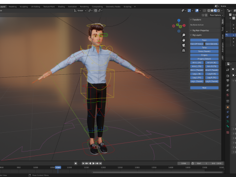 Classic Cartoon Man Rigged model RealTime Male 3D toon 3D Model