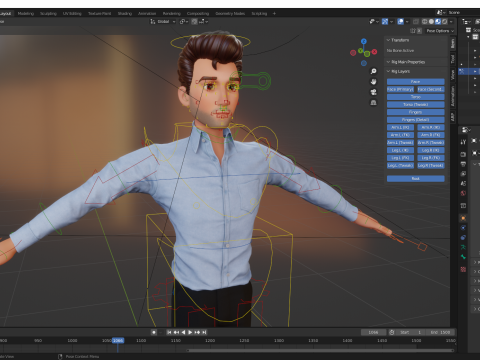 Classic Cartoon Man Rigged model RealTime Male 3D toon 3D Model