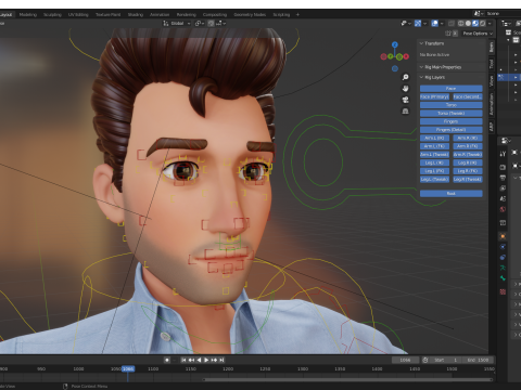 Classic Cartoon Man Rigged model RealTime Male 3D toon 3D Model