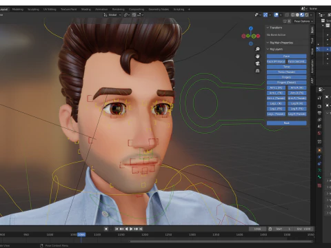 Classic Cartoon Man Rigged model RealTime Male 3D toon 3D Model