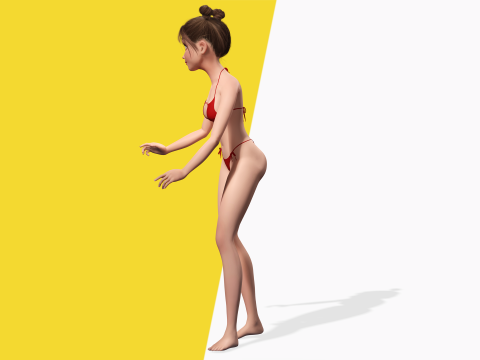 Stylized Cute Girl Low-poly 3D-Modell