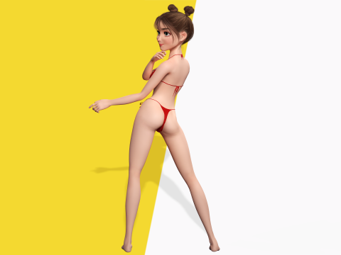 Stylized Cute Girl Low-poly 3D-Modell