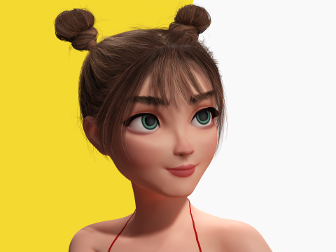 Stylized Cute Girl Low-poly 3D-Modell