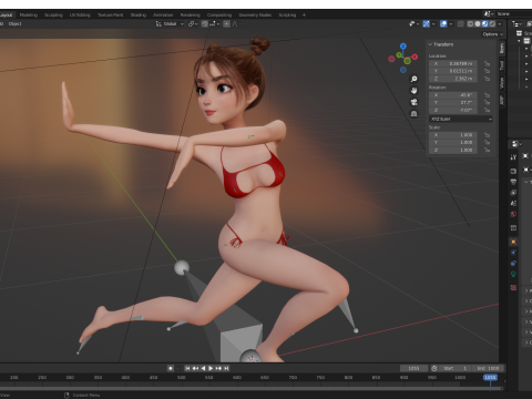 Stylized Cute Girl Low-poly 3D-Modell