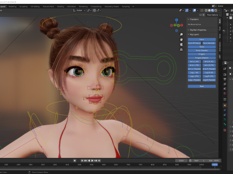 Stylized Cute Girl Low-poly 3D-Modell