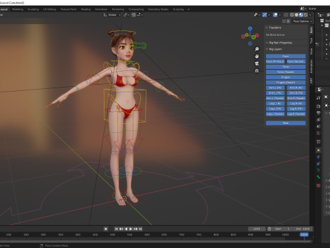 Stylized Cute Girl Low-poly 3D-Modell