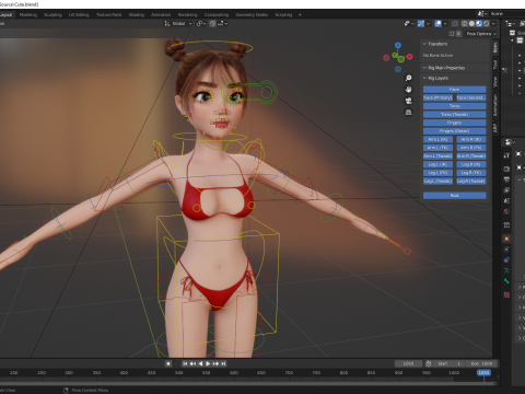 Stylized Cute Girl Low-poly 3D-Modell