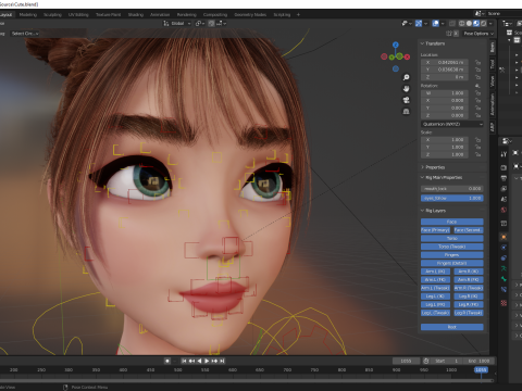Stylized Cute Girl Low-poly 3D-Modell