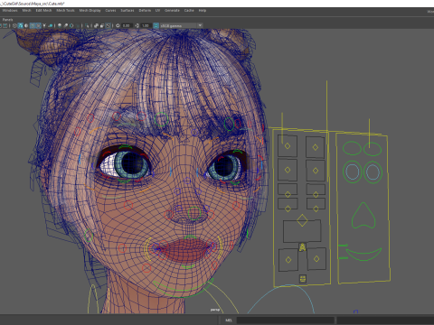 Stylized Cute Girl Low-poly 3D-Modell