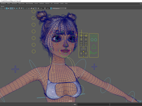 Stylized Cute Girl Low-poly 3D-Modell