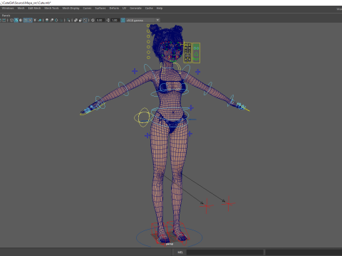 Stylized Cute Girl Low-poly 3D-Modell
