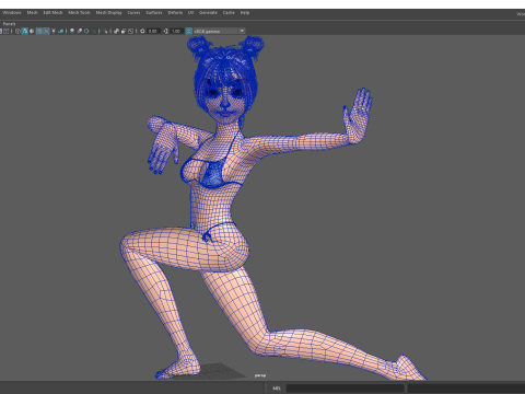 Stylized Cute Girl Low-poly 3D-Modell