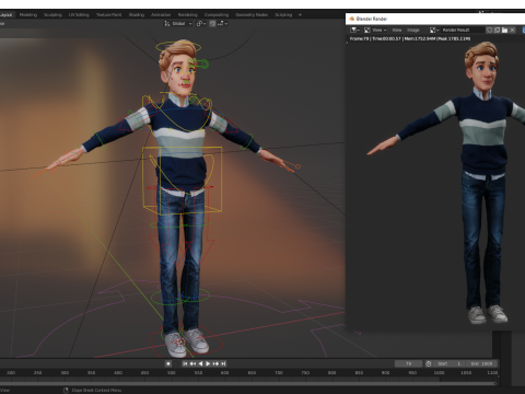 Father Cartoon Man Rigged RealTime Male 3D Model