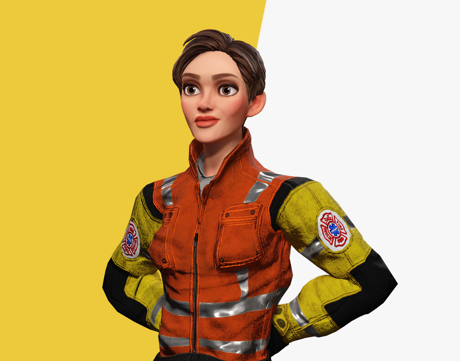 Cartoon Firefighter Character Toon Rescue 3D Model .c4d .max .obj .3ds .fbx .stl .blend 