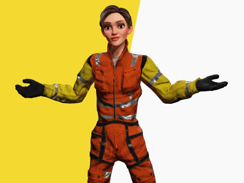 Cartoon Firefighter Character Toon Rescue 3D Model