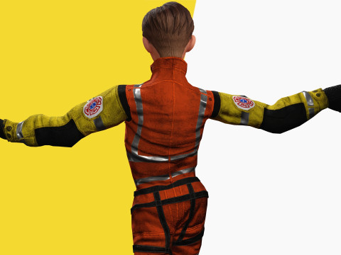 Cartoon Firefighter Character Toon Rescue 3D Model