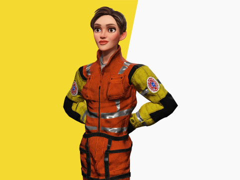 Cartoon Firefighter Character Toon Rescue 3D Model