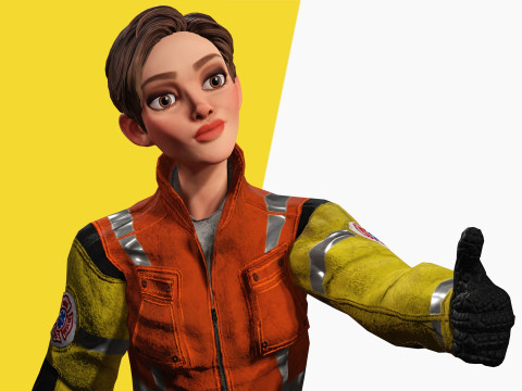 Cartoon Firefighter Character Toon Rescue 3D Model