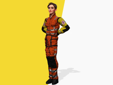 Cartoon Firefighter Character Toon Rescue 3D Model