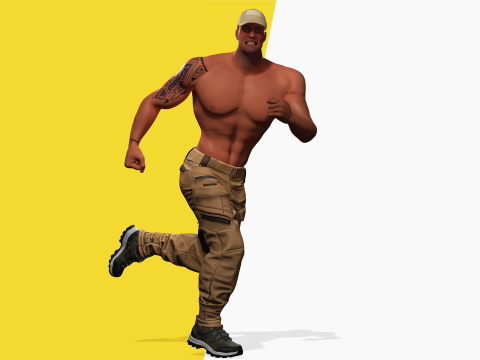Muscle Stylized Strongman Bodyguard Commander Low-poly 3D 모델