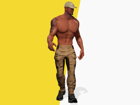 Muscle Stylized Strongman Bodyguard Commander Low-poly 3D 모델