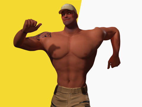 Muscle Stylized Strongman Bodyguard Commander Low-poly 3D 모델