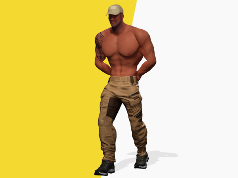 Muscle Stylized Strongman Bodyguard Commander Low-poly 3D 모델