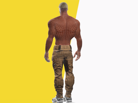 Muscle Stylized Strongman Bodyguard Commander Low-poly 3D 모델