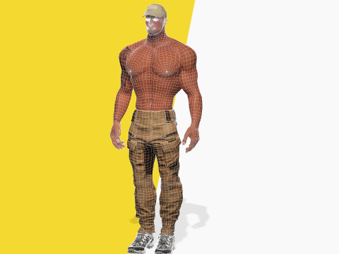 Muscle Stylized Strongman Bodyguard Commander Low-poly 3D 모델