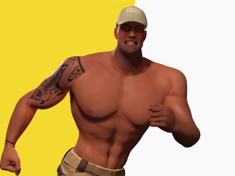Muscle Stylized Strongman Bodyguard Commander Low-poly 3D 모델