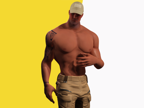 Muscle Stylized Strongman Bodyguard Commander Low-poly 3D 모델