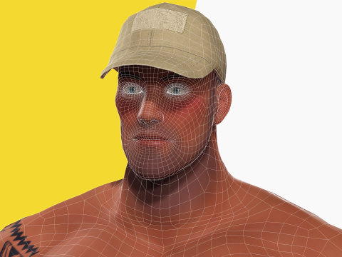 Muscle Stylized Strongman Bodyguard Commander Low-poly 3D 모델