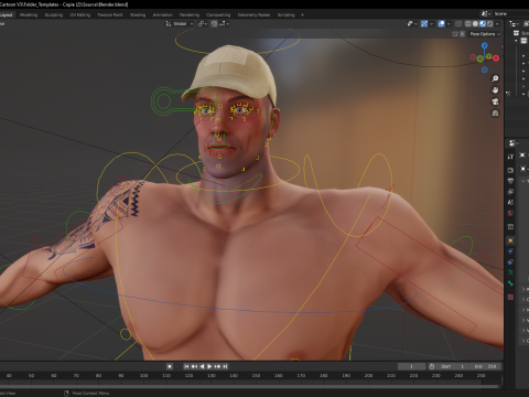 Muscle Stylized Strongman Bodyguard Commander Low-poly 3D 모델