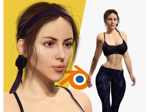Realistic Female Athlete in Sportswear 3D Модель