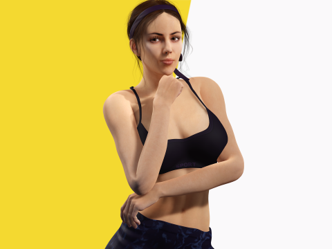 Realistic Female Athlete in Sportswear 3D 모델