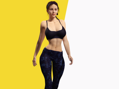 Realistic Female Athlete in Sportswear 3D 모델