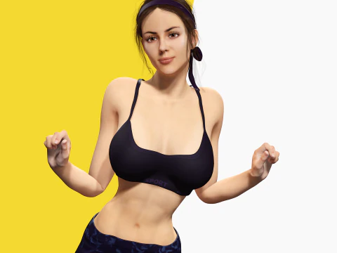 Realistic Female Athlete in Sportswear 3D Model