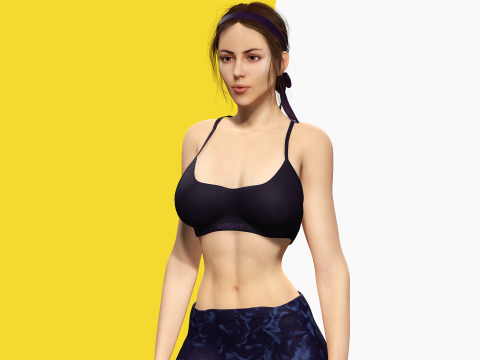 Realistic Female Athlete in Sportswear 3D 모델