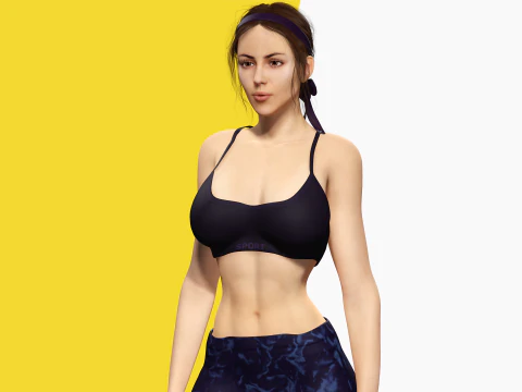 Realistic Female Athlete in Sportswear 3D Model