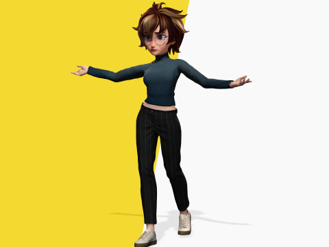 Mother Cartoon Woman Rigged RealTime girl 3D 3D मॉडल