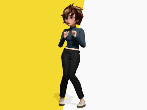 Mother Cartoon Woman Rigged RealTime girl 3D 3D मॉडल
