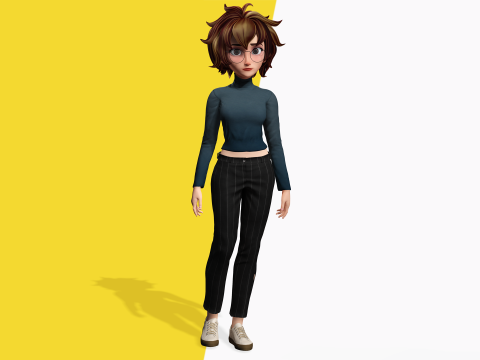 Mother Cartoon Woman Rigged RealTime girl 3D 3D मॉडल