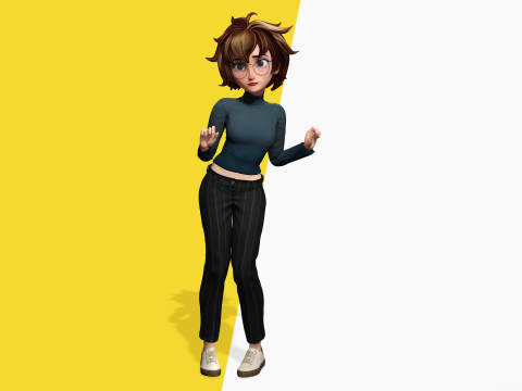 Mother Cartoon Woman Rigged RealTime girl 3D 3D मॉडल